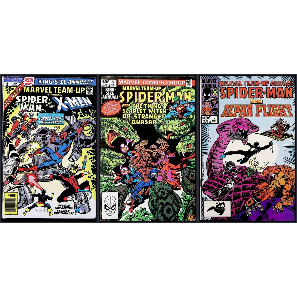 Marvel Comic Lot Marvel Team-Up Annual #1 5 7 Spider-Man X-Men Alpha Flight